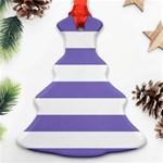 Horizontal Stripes - White and Ube Violet Christmas Tree Ornament (Two Sides)
