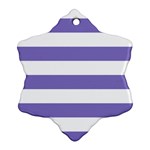 Horizontal Stripes - White and Ube Violet Ornament (Snowflake)