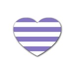 Horizontal Stripes - White and Ube Violet Heart Coaster (4 pack)