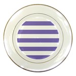 Horizontal Stripes - White and Ube Violet Porcelain Plate