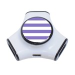 Horizontal Stripes - White and Ube Violet Portable USB Hub (One Side)