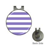 Horizontal Stripes - White and Ube Violet Golf Ball Marker Hat Clip