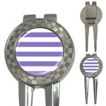 Horizontal Stripes - White and Ube Violet 3-in-1 Golf Divot