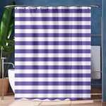 Horizontal Stripes - White and Ube Violet Shower Curtain 60  x 72  (Medium)