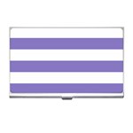 Horizontal Stripes - White and Ube Violet Business Card Holder