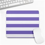 Horizontal Stripes - White and Ube Violet Large Mousepad