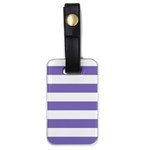 Horizontal Stripes - White and Ube Violet Luggage Tag (One Side)
