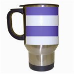 Horizontal Stripes - White and Ube Violet Travel Mug (White)