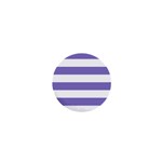 Horizontal Stripes - White and Ube Violet 1  Mini Button