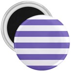 Horizontal Stripes - White and Ube Violet 3  Magnet