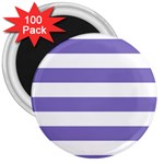 Horizontal Stripes - White and Ube Violet 3  Magnet (100 pack)