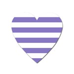 Horizontal Stripes - White and Ube Violet Magnet (Heart)