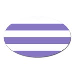 Horizontal Stripes - White and Ube Violet Magnet (Oval)