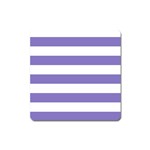 Horizontal Stripes - White and Ube Violet Magnet (Square)