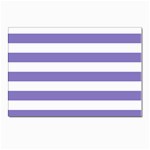 Horizontal Stripes - White and Ube Violet Postcard 5  x 7 