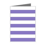 Horizontal Stripes - White and Ube Violet Mini Greeting Card