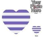 Horizontal Stripes - White and Ube Violet Multi-purpose Cards (Heart)