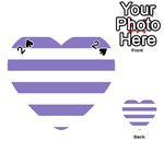 Horizontal Stripes - White and Ube Violet Playing Cards 54 (Heart)
