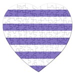 Horizontal Stripes - White and Ube Violet Jigsaw Puzzle (Heart)