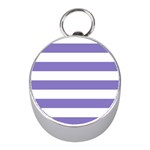 Horizontal Stripes - White and Ube Violet Silver Compass (Mini)