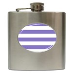 Horizontal Stripes - White and Ube Violet Hip Flask (6 oz)