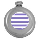 Horizontal Stripes - White and Ube Violet Hip Flask (5 oz)