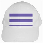 Horizontal Stripes - White and Ube Violet White Cap