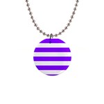 Horizontal Stripes - White and Violet 1  Button Necklace