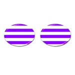 Horizontal Stripes - White and Violet Cufflinks (Oval)