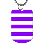 Horizontal Stripes - White and Violet Dog Tag (Two Sides)