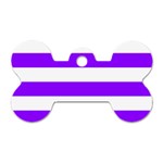 Horizontal Stripes - White and Violet Dog Tag Bone (One Side)