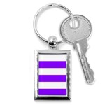 Horizontal Stripes - White and Violet Key Chain (Rectangle)