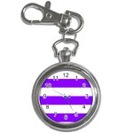 Horizontal Stripes - White and Violet Key Chain Watch