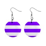 Horizontal Stripes - White and Violet 1  Button Earrings