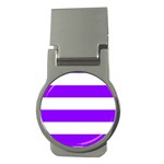 Horizontal Stripes - White and Violet Money Clip (Round)