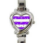 Horizontal Stripes - White and Violet Heart Italian Charm Watch