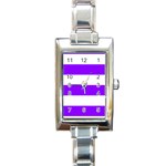 Horizontal Stripes - White and Violet Rectangle Italian Charm Watch