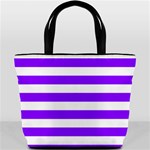 Horizontal Stripes - White and Violet Bucket Bag