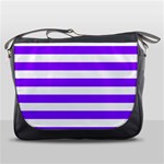 Horizontal Stripes - White and Violet Messenger Bag
