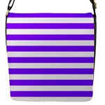 Horizontal Stripes - White and Violet Flap Closure Messenger Bag (S)