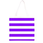 Horizontal Stripes - White and Violet Grocery Light Tote Bag