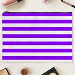 Horizontal Stripes - White and Violet Cosmetic Bag (XXXL)