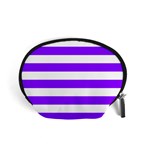 Horizontal Stripes - White and Violet Accessory Pouch (Small)