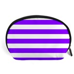 Horizontal Stripes - White and Violet Accessory Pouch (Large)