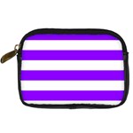 Horizontal Stripes - White and Violet Digital Camera Leather Case