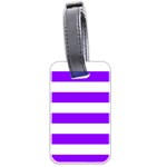 Horizontal Stripes - White and Violet Luggage Tag (Two Sides)