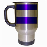 Horizontal Stripes - White and Violet Travel Mug (Silver Gray)