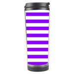 Horizontal Stripes - White and Violet Travel Tumbler