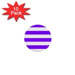 Horizontal Stripes - White and Violet 1  Mini Button (10 pack)