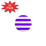 Horizontal Stripes - White and Violet 1  Mini Magnet (10 pack)